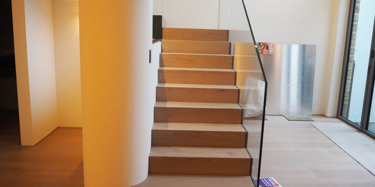 Engineered European rustic A oak floor installed throughout house in Bishops Park Fulham