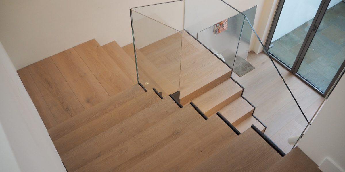Engineered European rustic A oak floor installed throughout house in Bishops Park Fulham