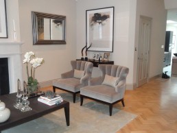 Solid European prime oak block floor installed in Fulham, sanded and varnished in situ.